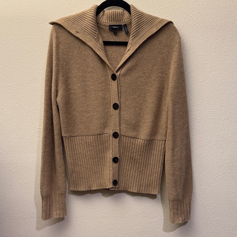 Theory Women's Camel Brown Cardigan Sweater